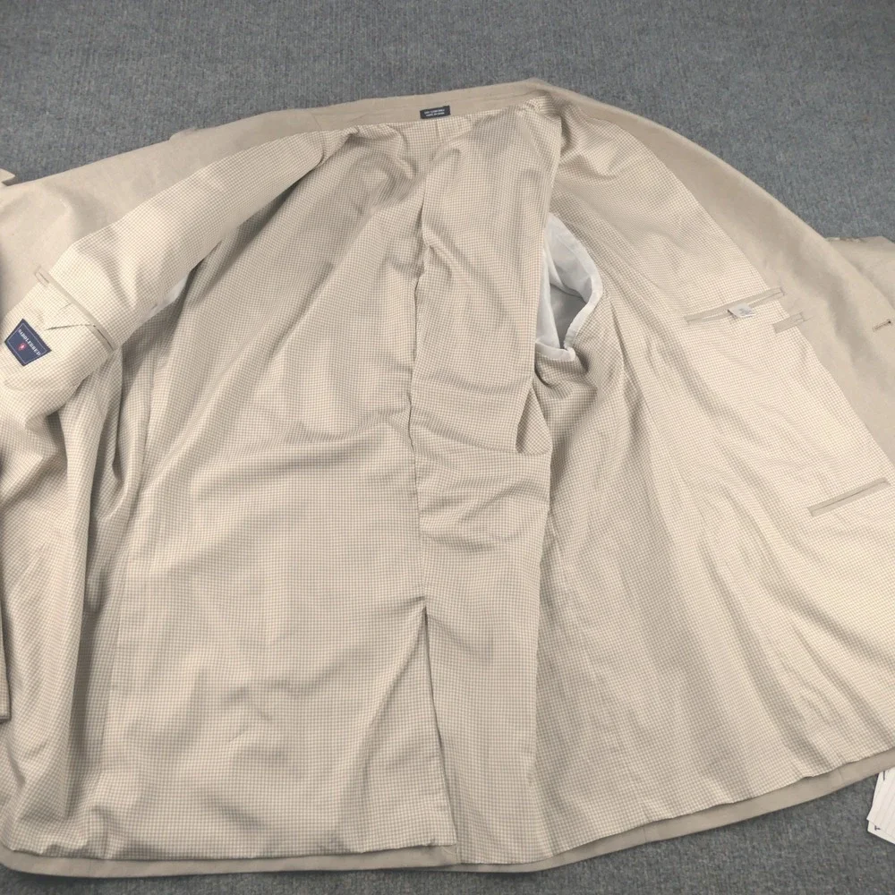 Saddlebred Blazer Men 56L Long Tan 100% Cotton Two Button Career Business Casual